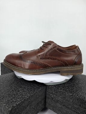 Arkbird Men's Brown Leather Wingtip Brogue Oxfords Size 13 Lug Sole Dress Shoes